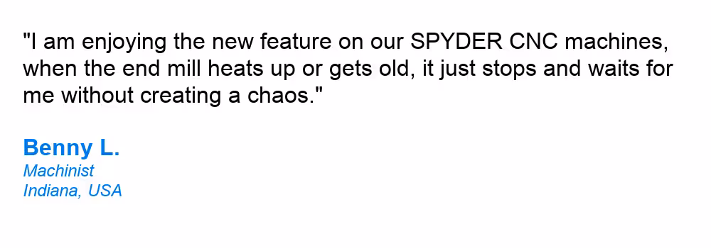 SPYDER CNC testimonial